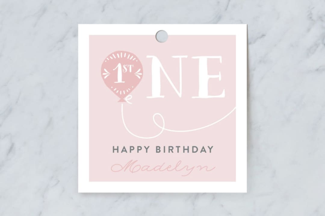 "Balloon" - Gift Tags in Cotton Candy by Chasity Smith - Front