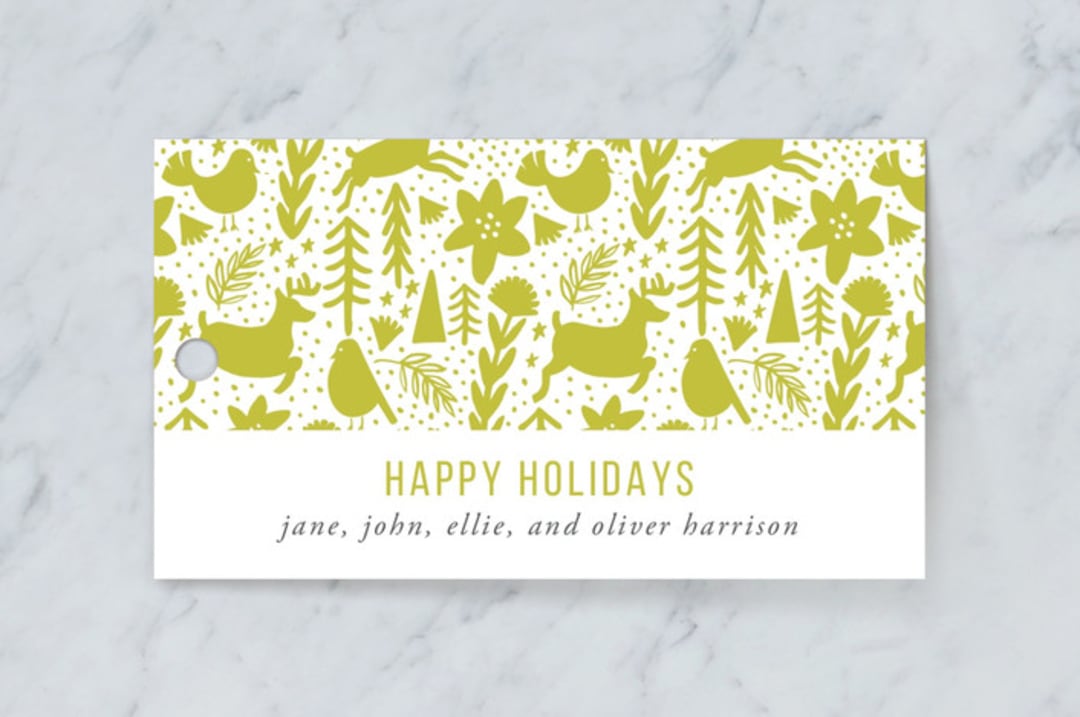 "Scandi Holiday" - Gift Tags in Artichoke by Beth Schneider - Front