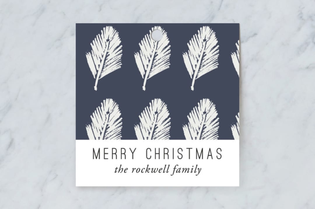 "Navy Pine" - Gift Tags in Navy by Beth Schneider - Front