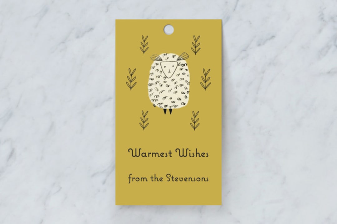 "Sweet Dreams 2 (Baa Baa Cream Sheep)" - Gift Tags in Maize by Jaqui Falkenheim - Front