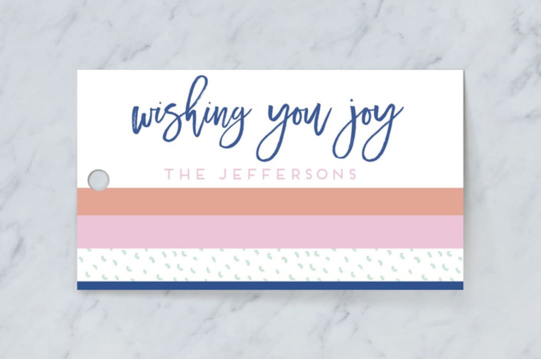 "Stripes and Sprinkles" - Gift Tags in Azure by Ilze Lucero - Front