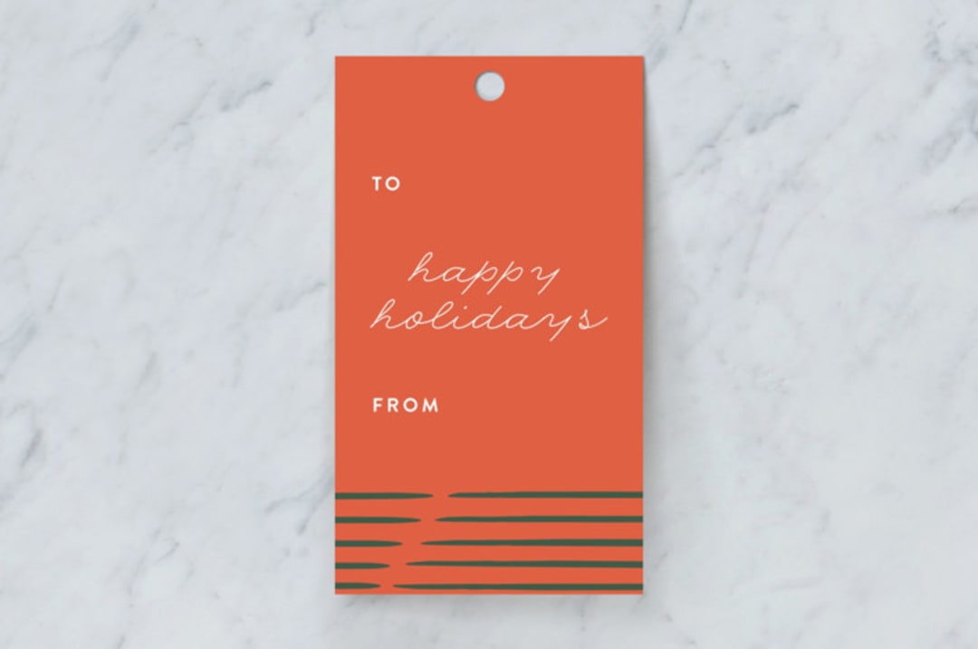 "Lines and Dots" - Gift Tags in Persimmon by Tanya Lee of Frooted Design - Front