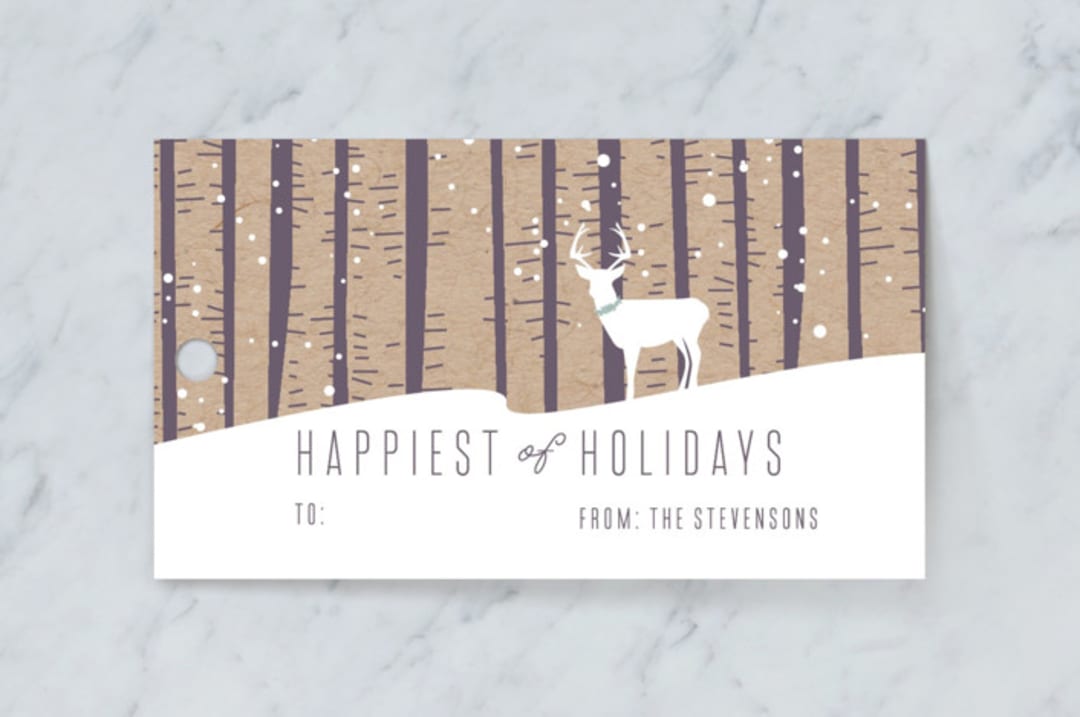 "BIRCH" - Gift Tags in Plum by Bethany Anderson - Front