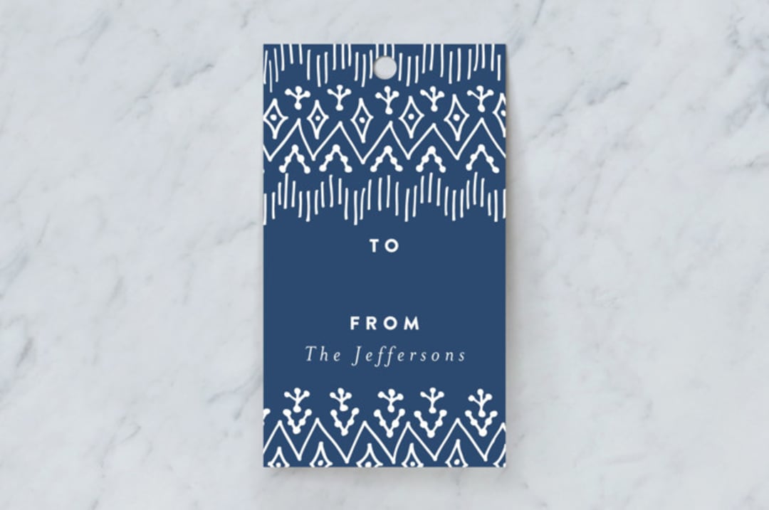 "Bohemian Border" - Gift Tags in Blueberry by Susanne Kasielke - Front