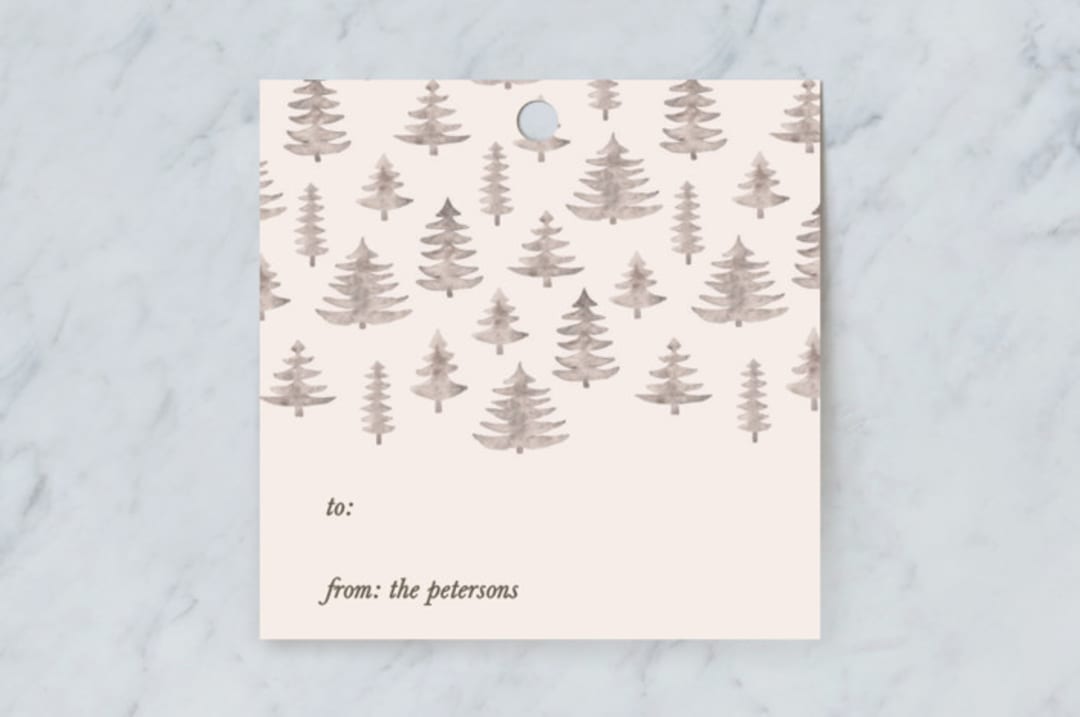 "Christmas Trees" - Gift Tags in Suede by Joyce Pinheiro - Front