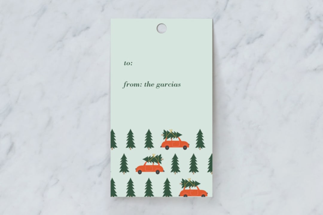 "Tree Lot" - Gift Tags in Marmalade by Joyce Pinheiro - Front