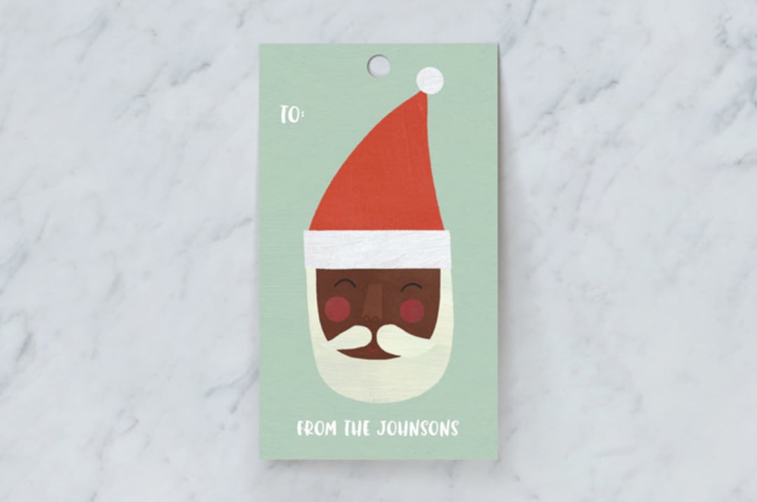 "Multi-Cultural Santas" - Gift Tags in Pistachio by melanie mikecz - Front