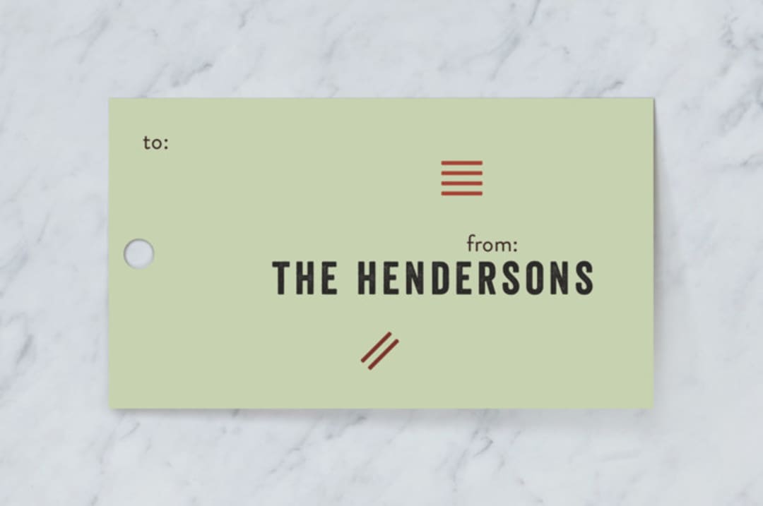 "Festive Hashmarks" - Gift Tags in Mint by Kimberly Young - Front