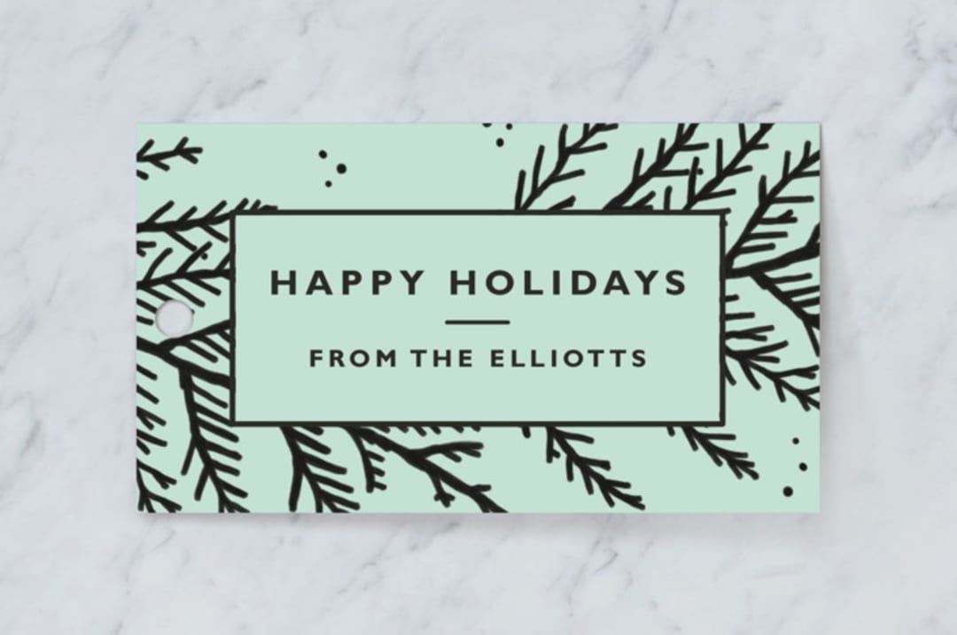 "Big Bold Christmas Branches" - Gift Tags in Minty by Kelsey Mucci - Front