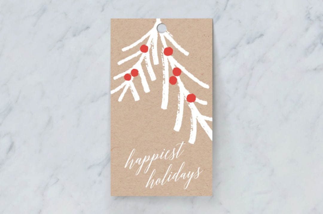 "Rustic Pine Branch" - Gift Tags in Kraft by Shirley Lin Schneider - Front