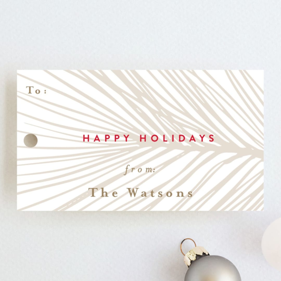 "Floating Greenery" - Gift Tags in Cranberry by Jan Shepherd - Front