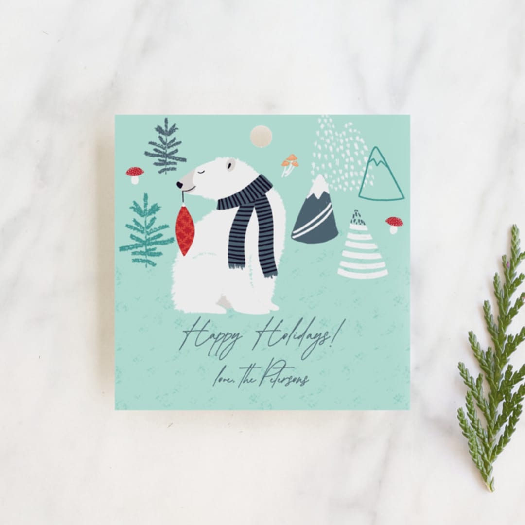 "Christmas bears" - Gift Tags in Turquoise by Metka Hiti - Front