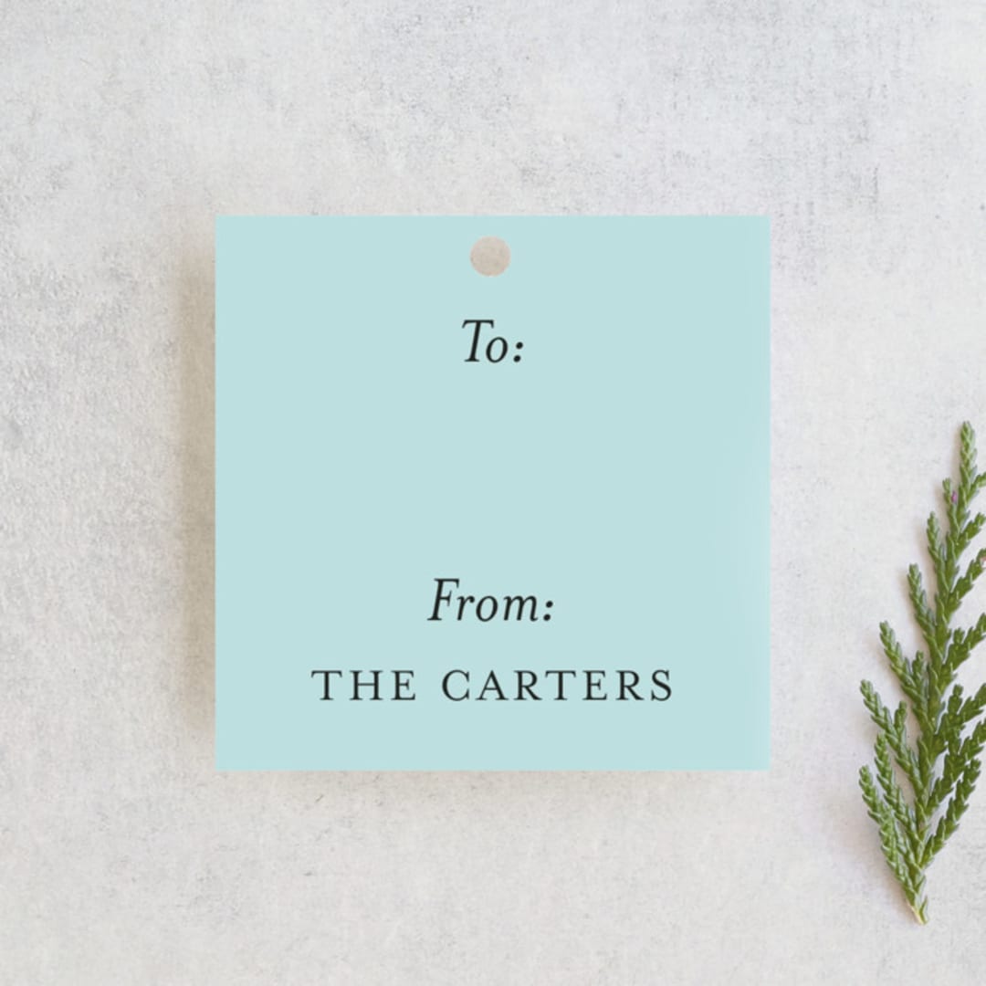 "Scotties In Scarves Gift Wrap" - Gift Tags in Frost by Lissabeth Anglin - Front