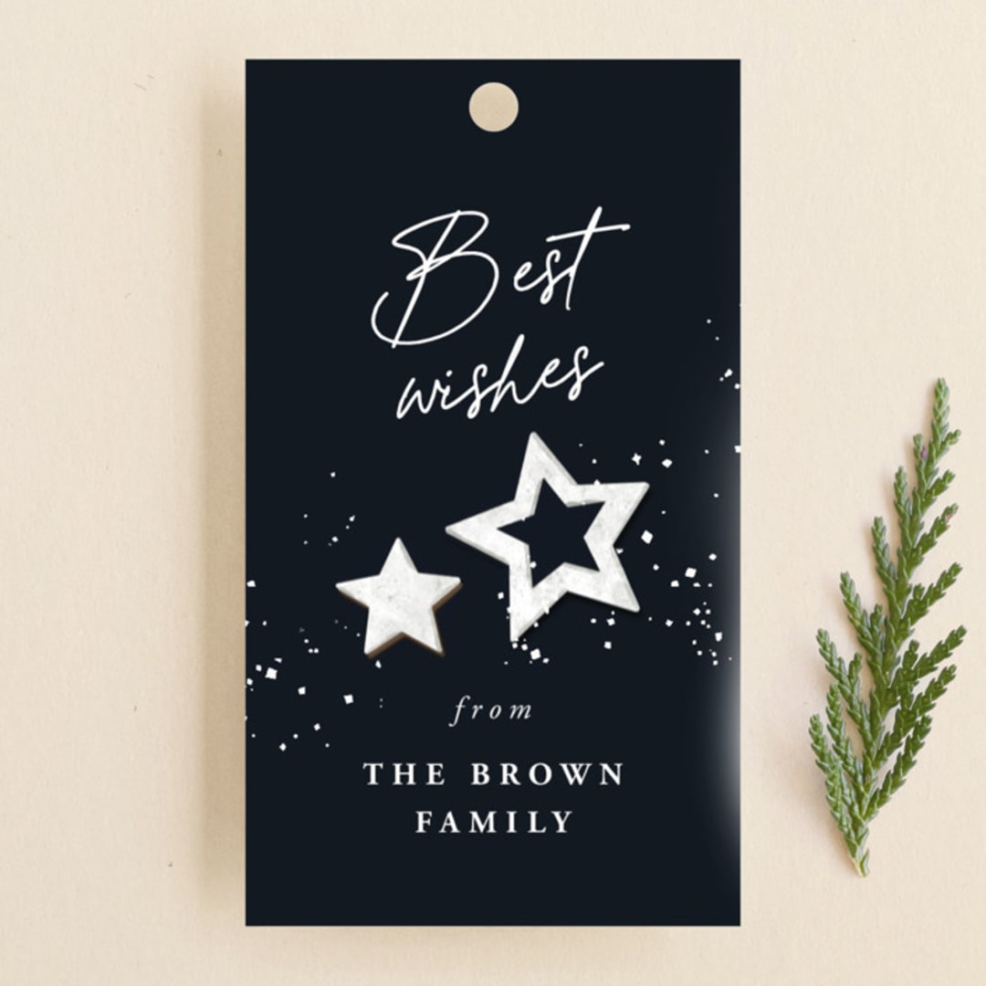 "Evergreen branch" - Gift Tags in Blueberry by Anastasia Makarova - Front