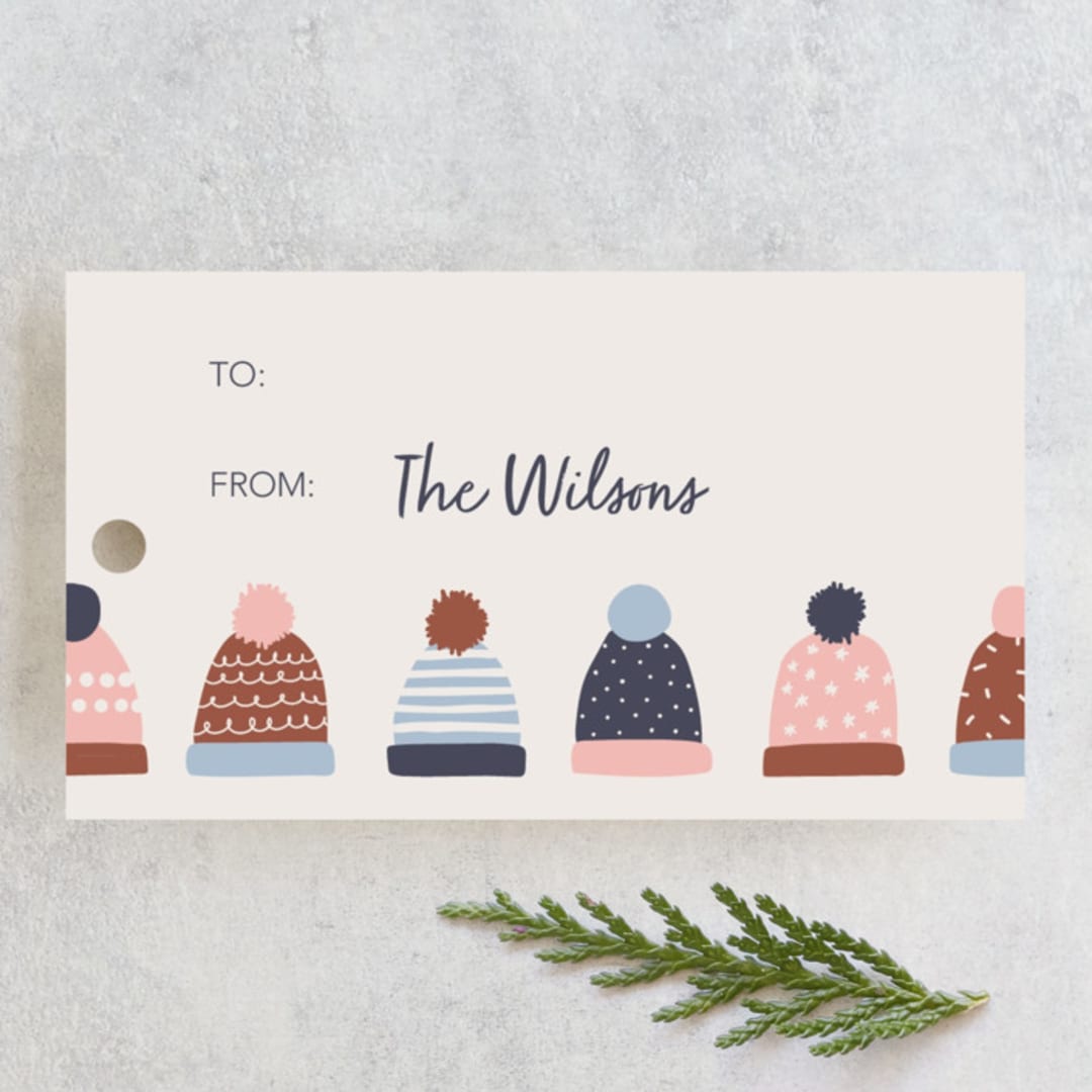 "Pom-Poms" - Gift Tags in Blueberry Pie by Efrat Ofek - Front