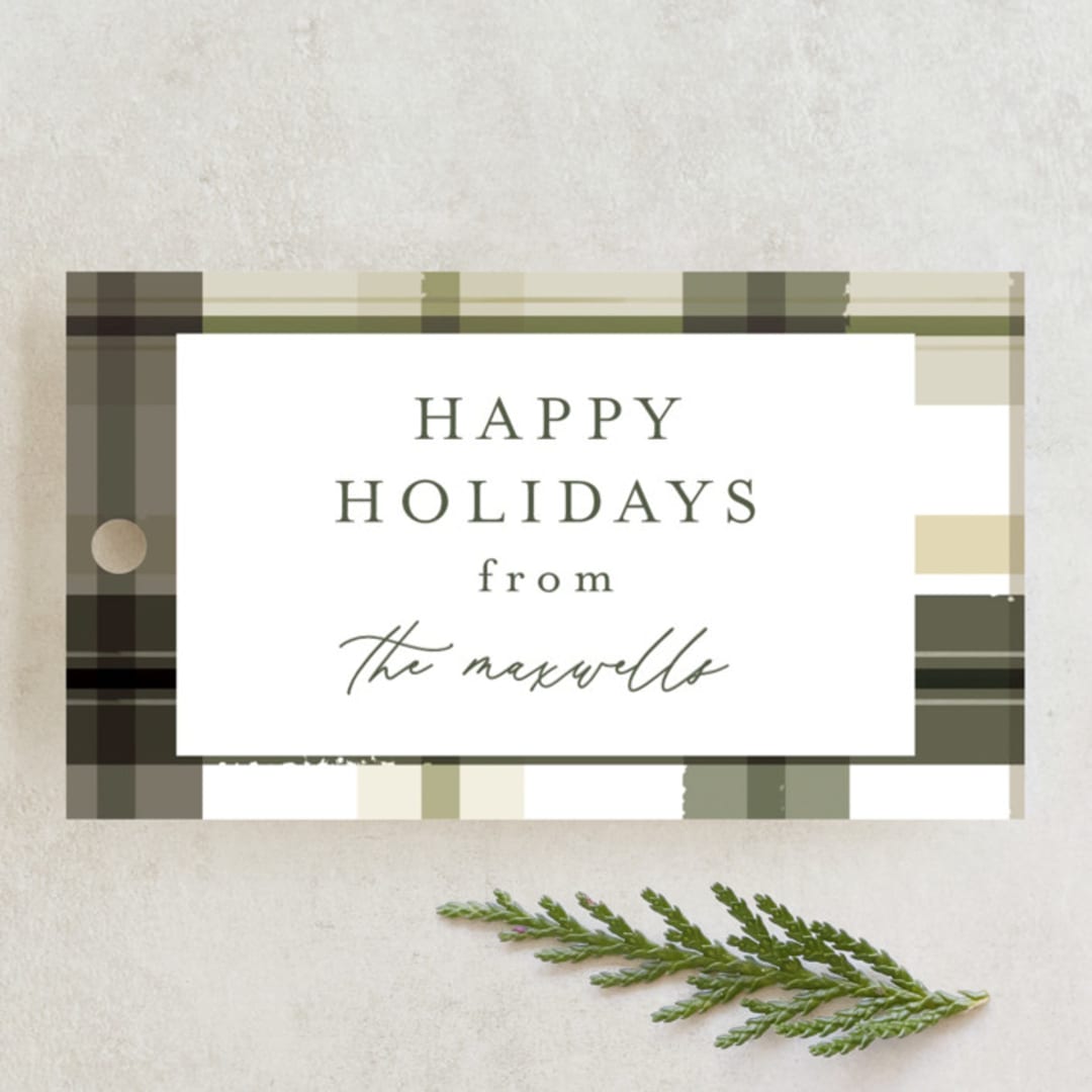 "Modern Farmhouse Plaid" - Gift Tags in Fir by Jackie Crawford - Front