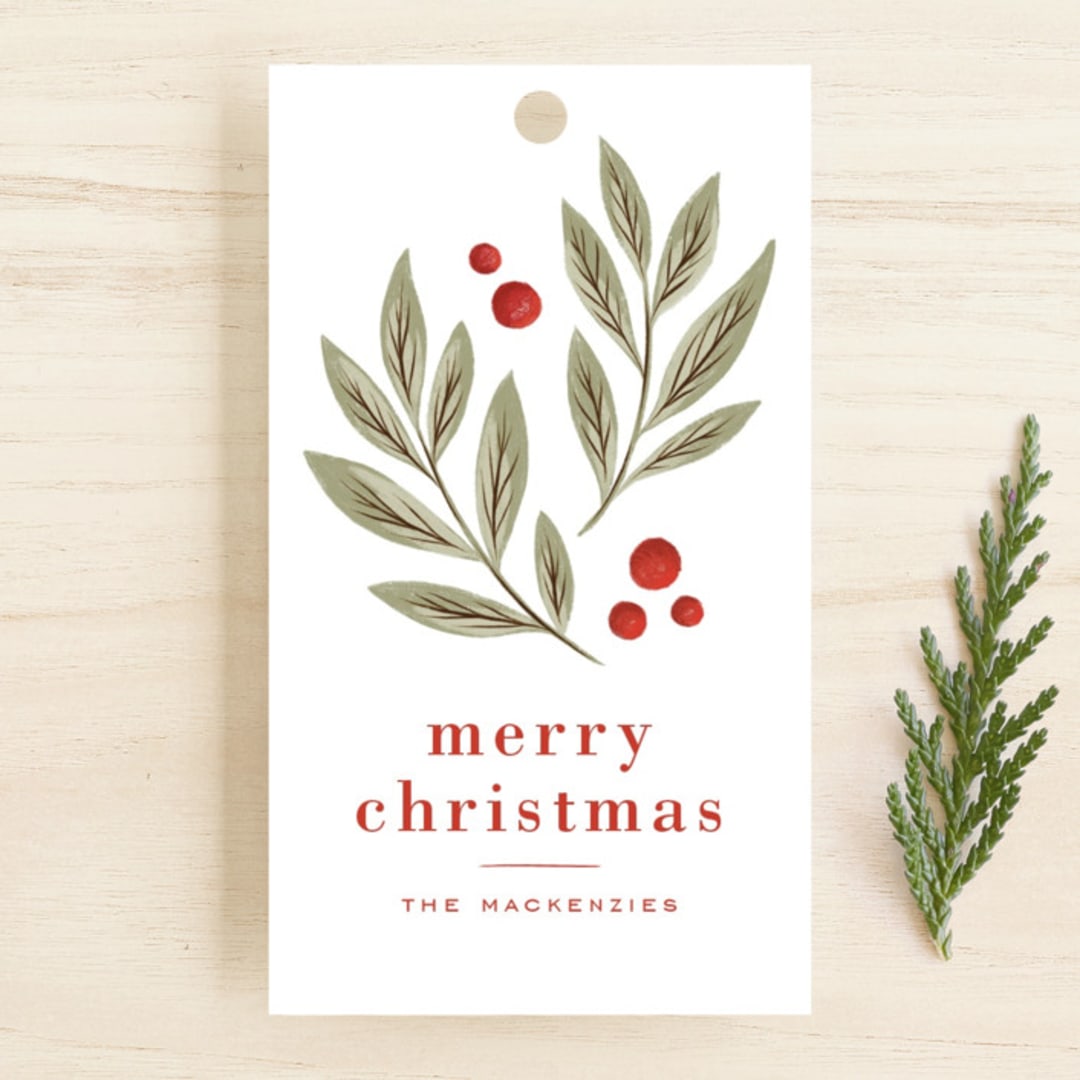 "Wintergreens" - Gift Tags in Eucalyptus by Wildfield Paper Co - Front