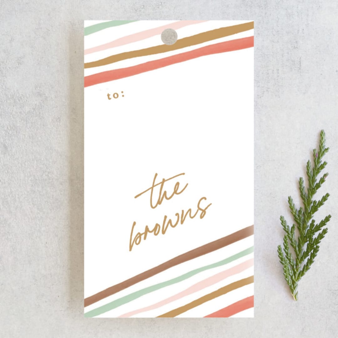 "Festive Lines" - Gift Tags in Candy by Creo Study - Front