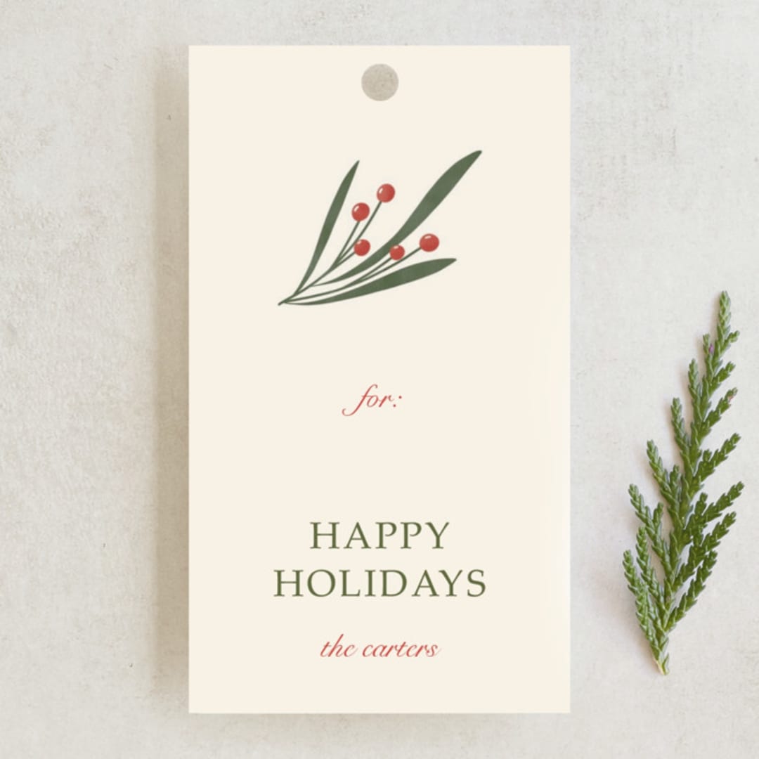 "Merry Mistletoe 3" - Gift Tags in Greenery by On Friday We - Front