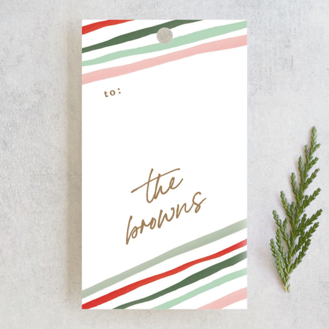 "Festive Lines" - Gift Tags in Candy Cane by Creo Study - Front