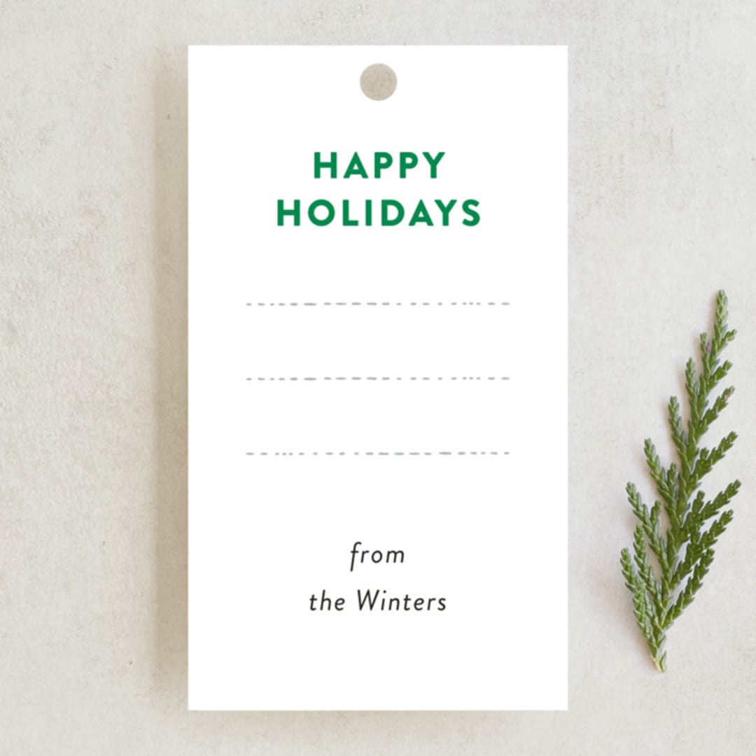 "Dotted Rows" - Gift Tags in Spearmint by Ann Gardner - Front