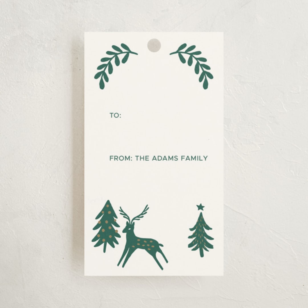 "Holiday Folk Pattern" - Gift Tags in Spruce by Pace Creative Design Studio - Front