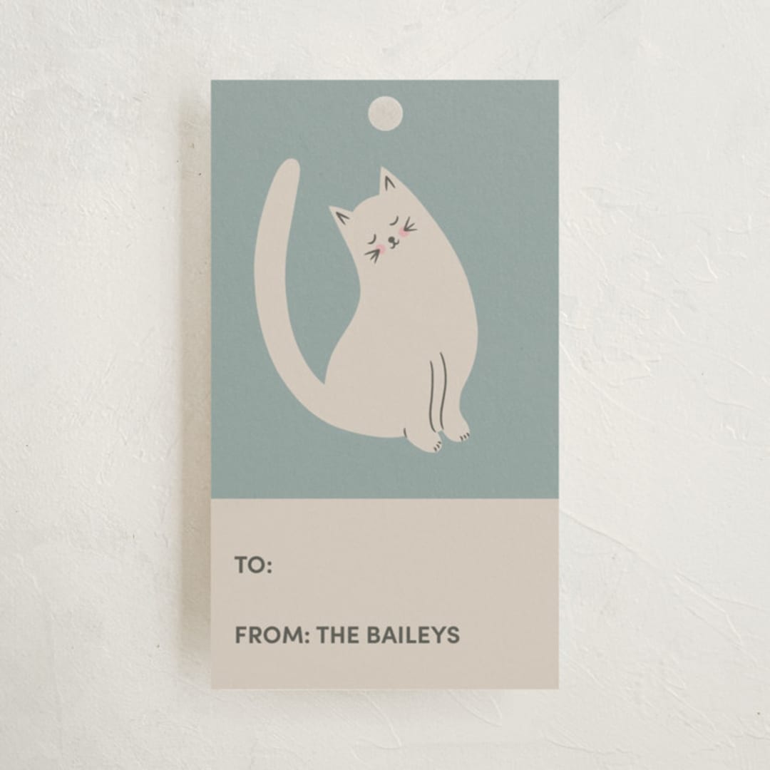 "White Cats Parade" - Gift Tags in Periwinkle by The Minty Elephant - Front