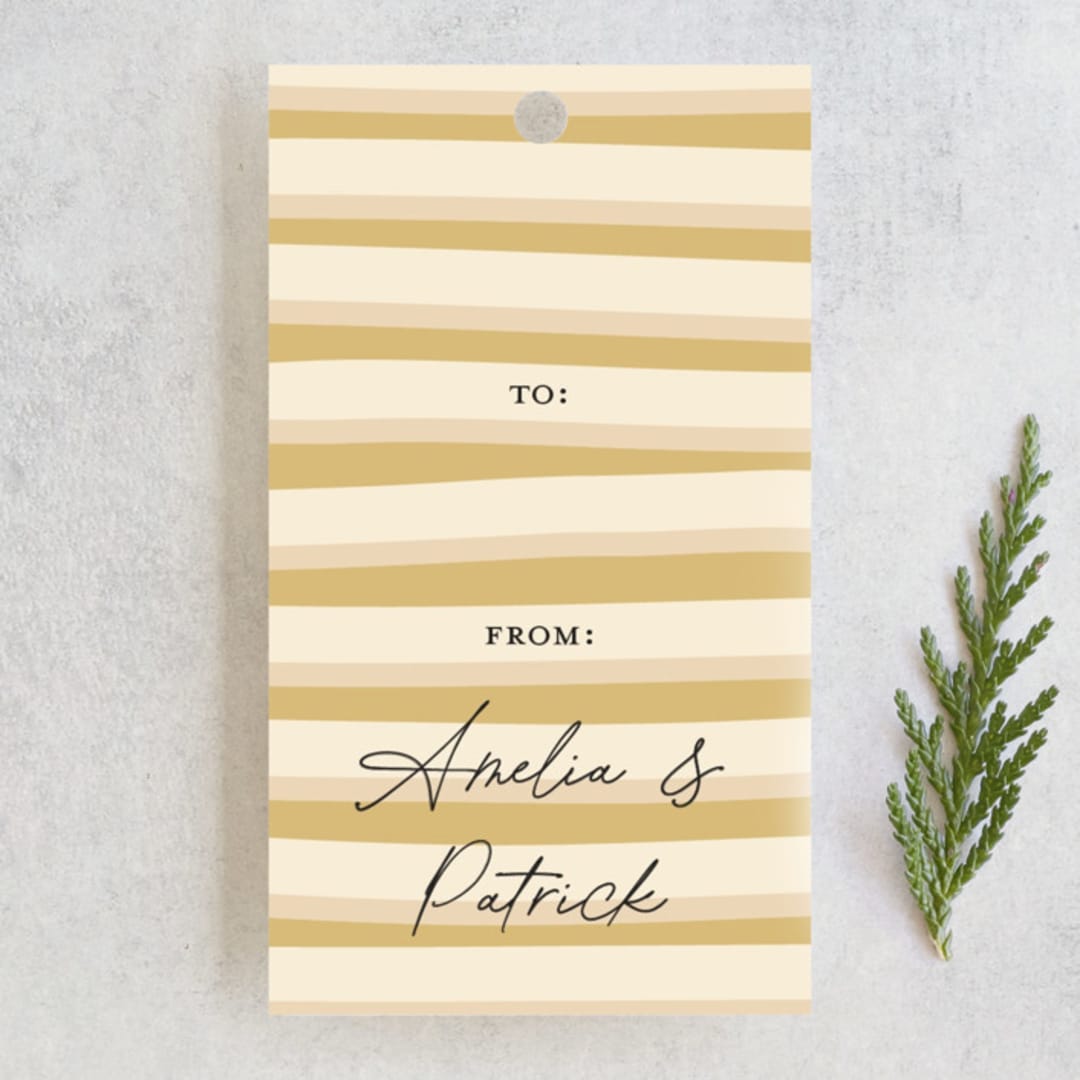 "Ribbon Stripe" - Gift Tags in Sunshine by Pippa Shaw - Front