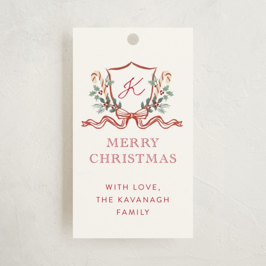 "Family Crest" - Gift Tags in Candy Cane by Cass Loh - Front