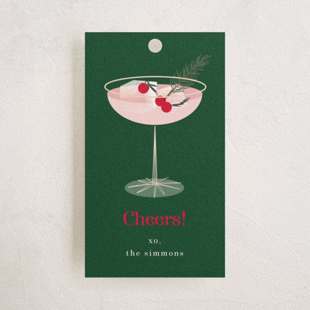 "Holiday Cocktail" - Gift Tags in Evergreen by Baumbirdy - Front