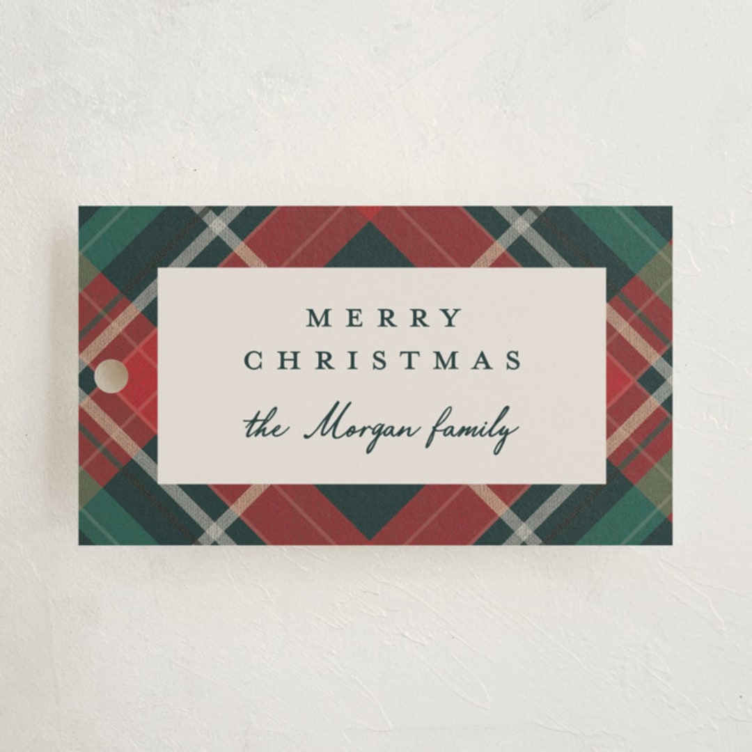 "Fancy Plaid" - Gift Tags in Coal by Petra Kern - Front