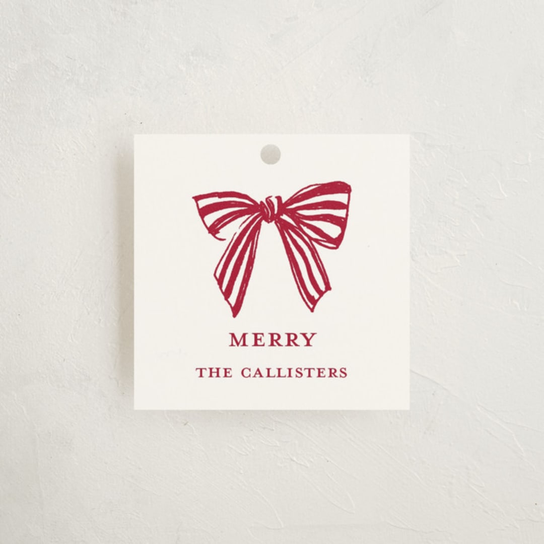 "Stamped with a Bow" - Gift Tags in Candy Cane by Mere Paper - Front