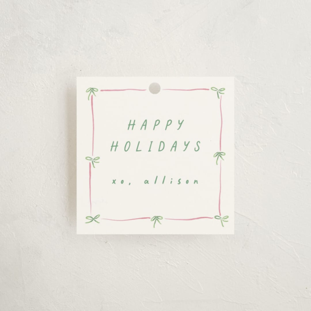 "Preppy Bow Border" - Gift Tags in Candy by Susan Zinader - Front