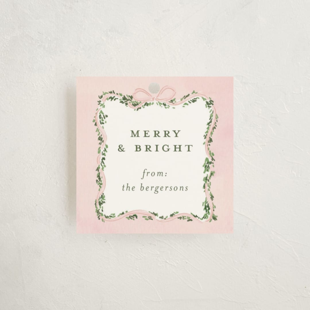 "Vintage Bow Tree" - Gift Tags in Blush by Itsy Belle Studio - Front