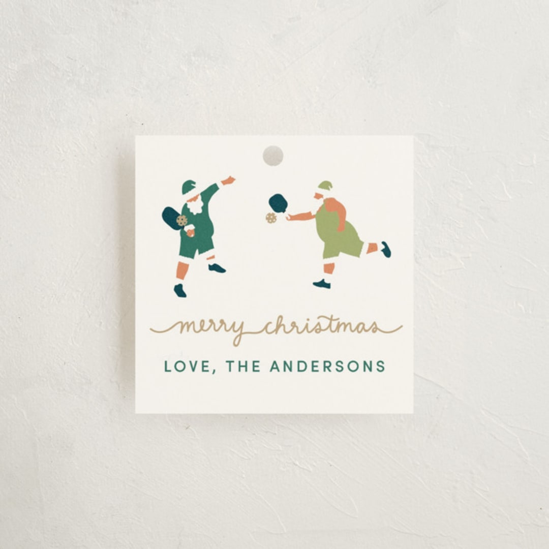 "Pickleball Santa" - Gift Tags in Aqua by tara berg - Front