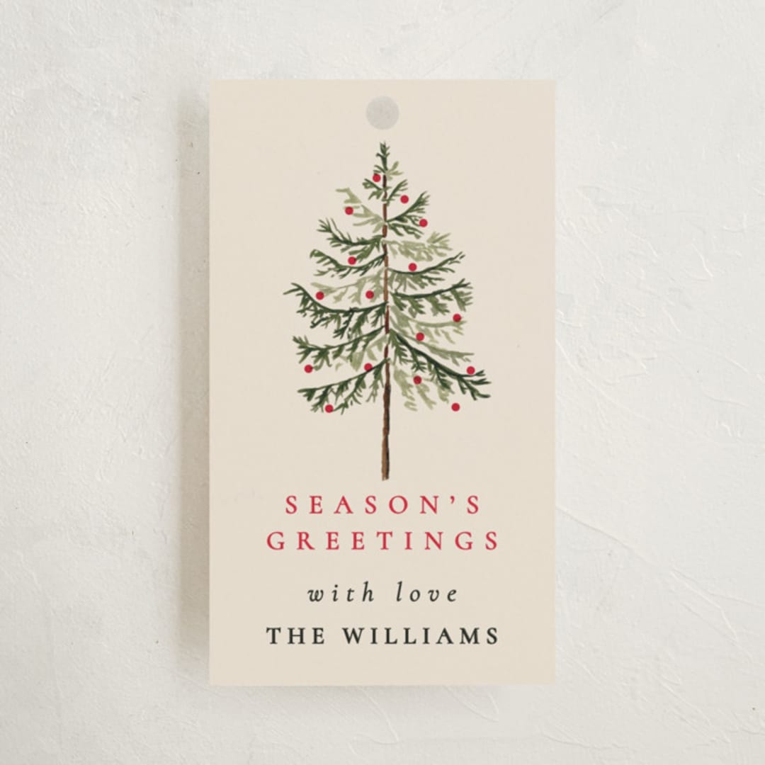 "Vintage Spruce" - Gift Tags in Poinsettia by Amy Kross - Front