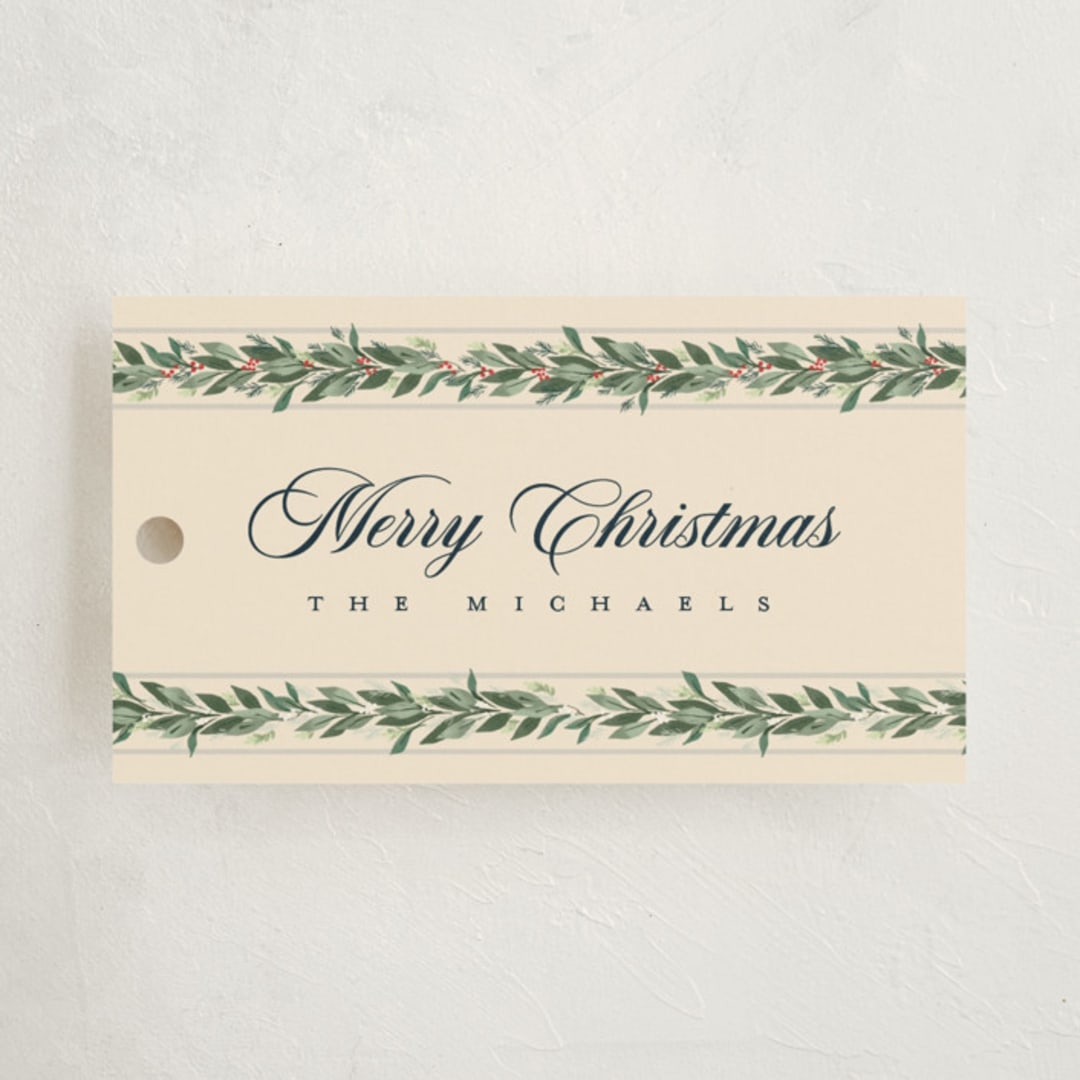 "evergreen garlands" - Gift Tags in Eggnog by Rebecca Durflinger - Front