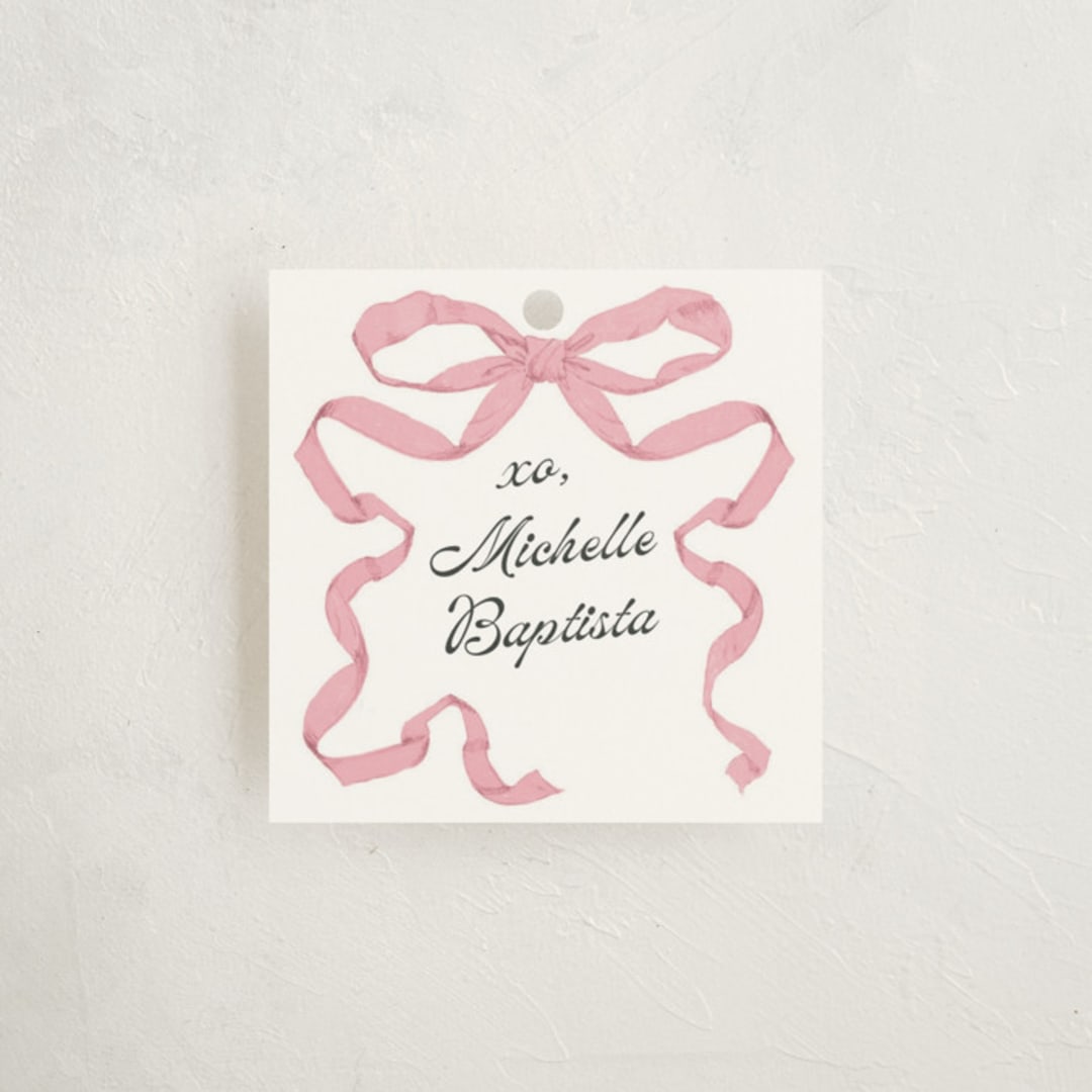 "Antique Ribbon" - Gift Tags in Petal by Olivia Kanaley Inman - Front