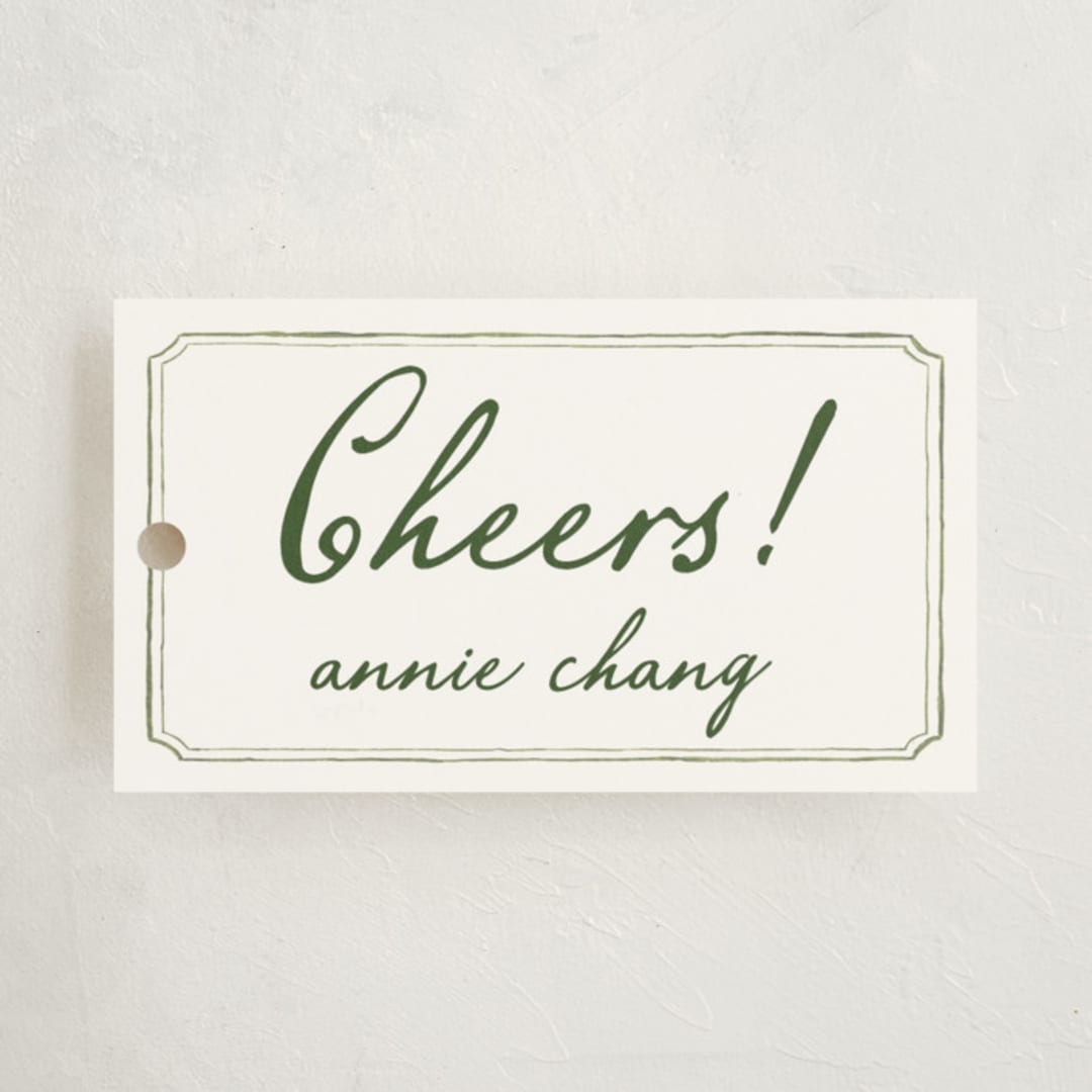 "Handwritten" - Gift Tags in Moss by Cass Loh - Front