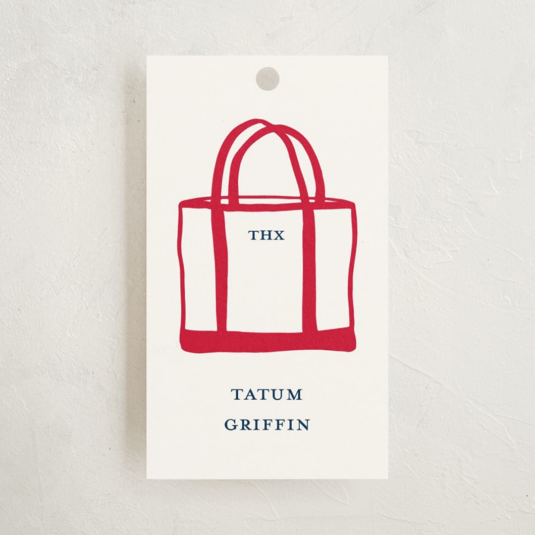 "Boat Tote" - Gift Tags in Lobster by Erika Firm - Front