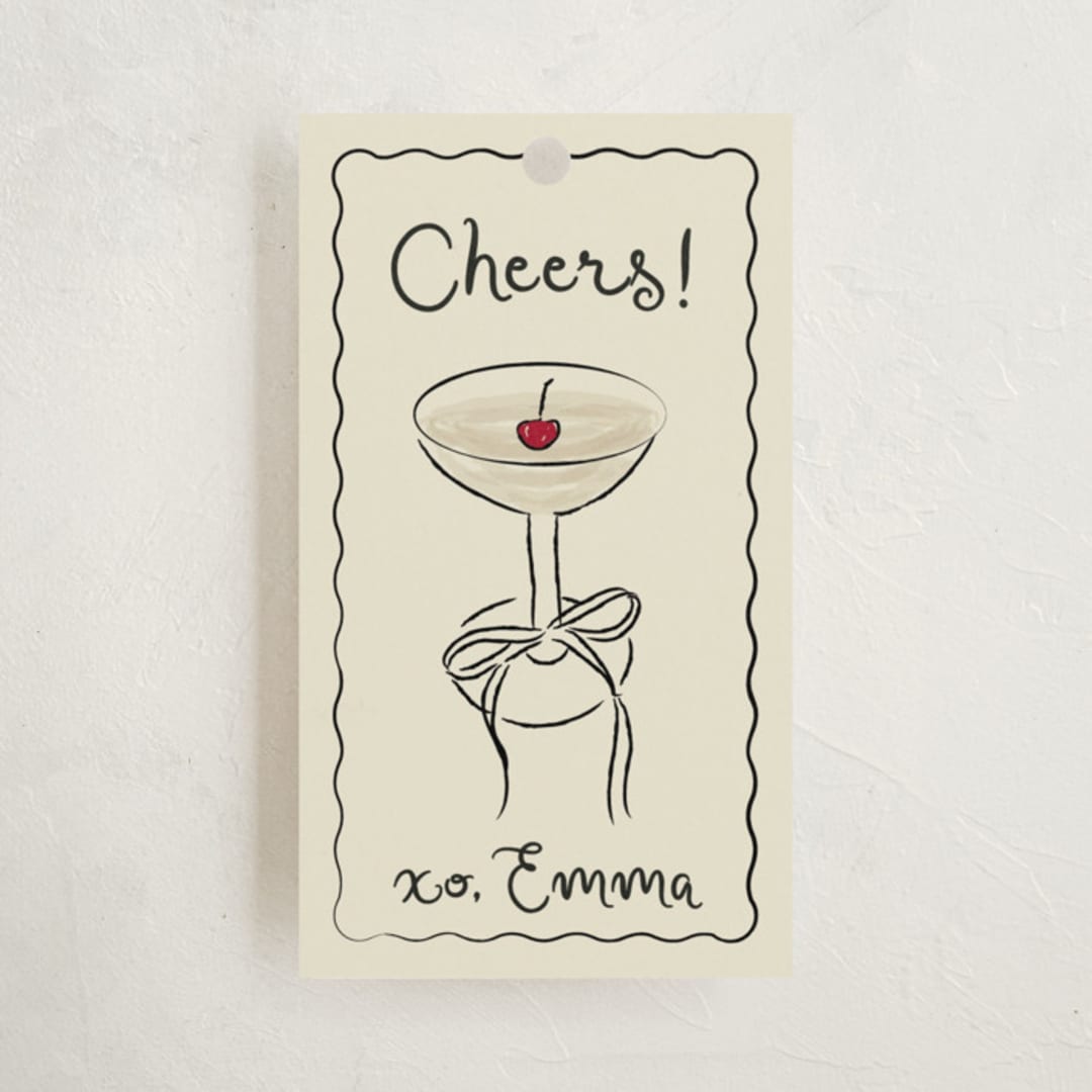 "Cherry Birthday" - Gift Tags in Champagne by Helena Vitto - Front