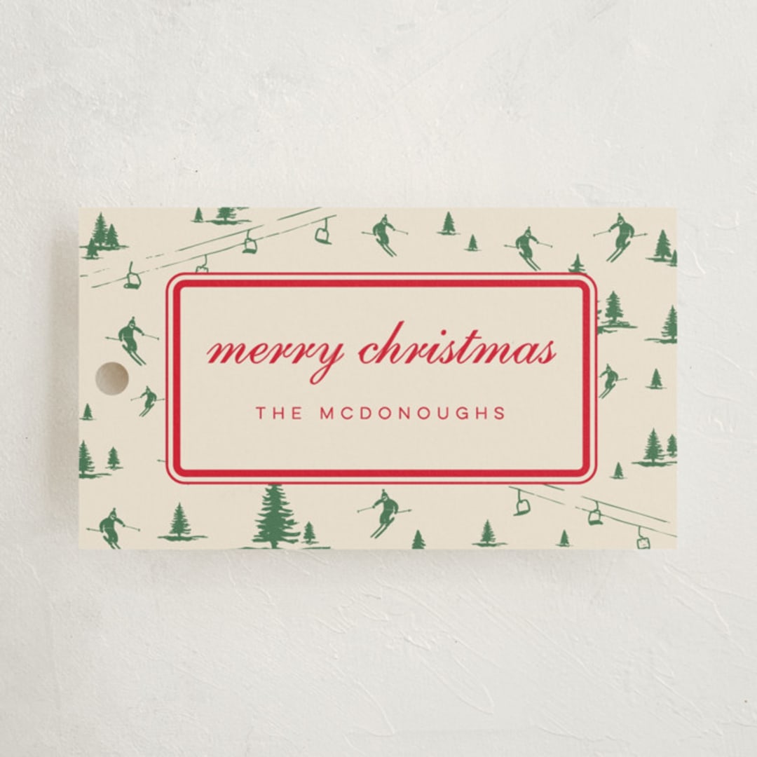 "Ski Time" - Gift Tags in Sage by Jen Ramsey - Front