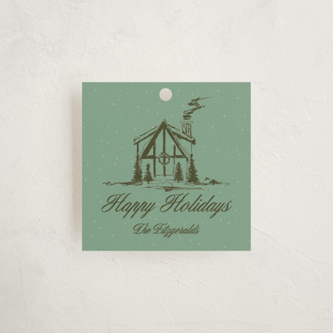 "Christmas Cabin" - Gift Tags in Pine by Jen Ramsey - Front