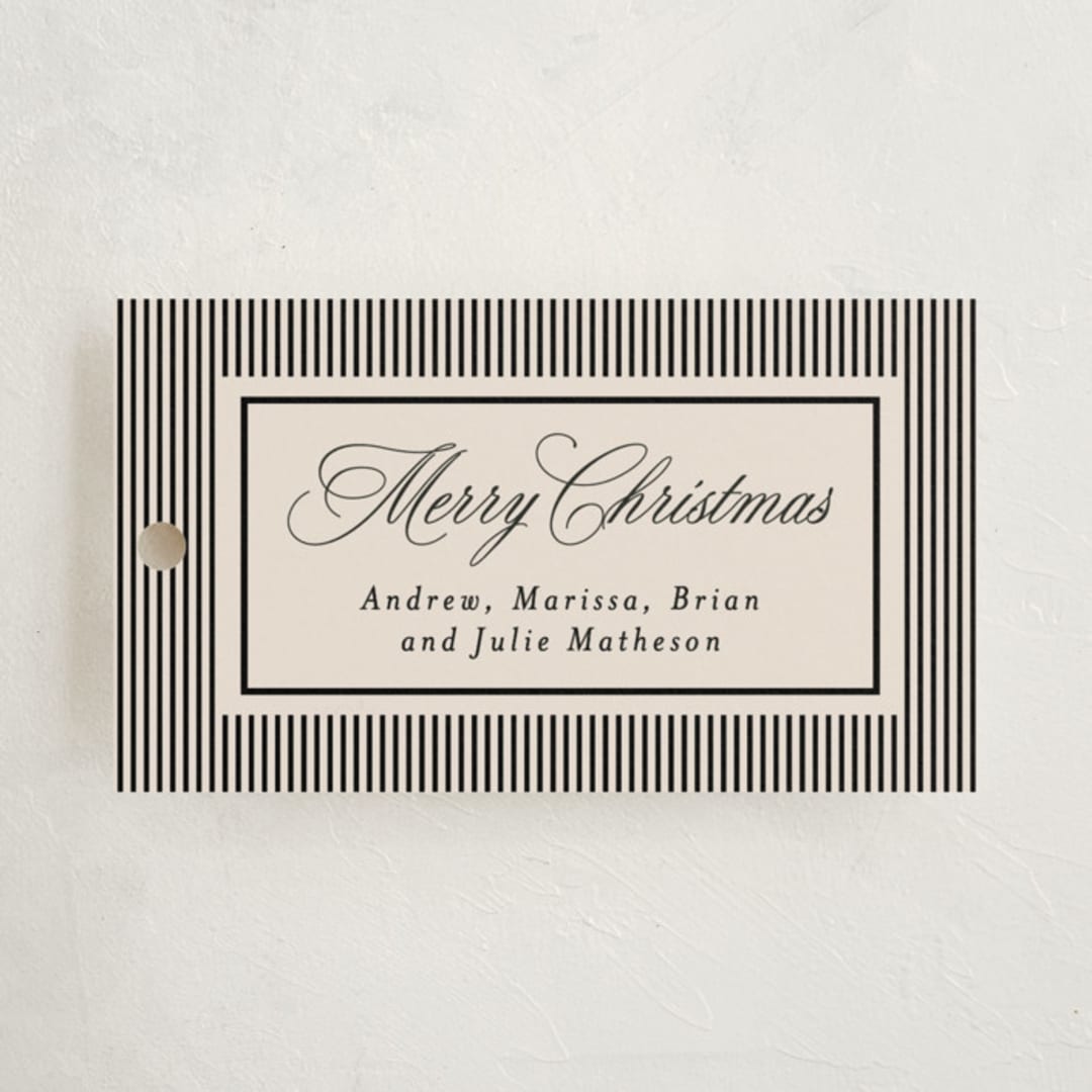 "Striped Elegance" - Gift Tags in Linen by Kelly Schmidt - Front