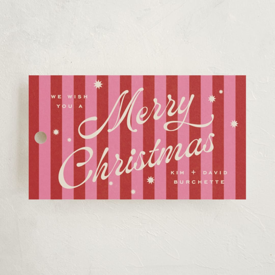 "Retro Candy Stripe" - Gift Tags in Ribbon Candy by Wildfield Paper Co - Front