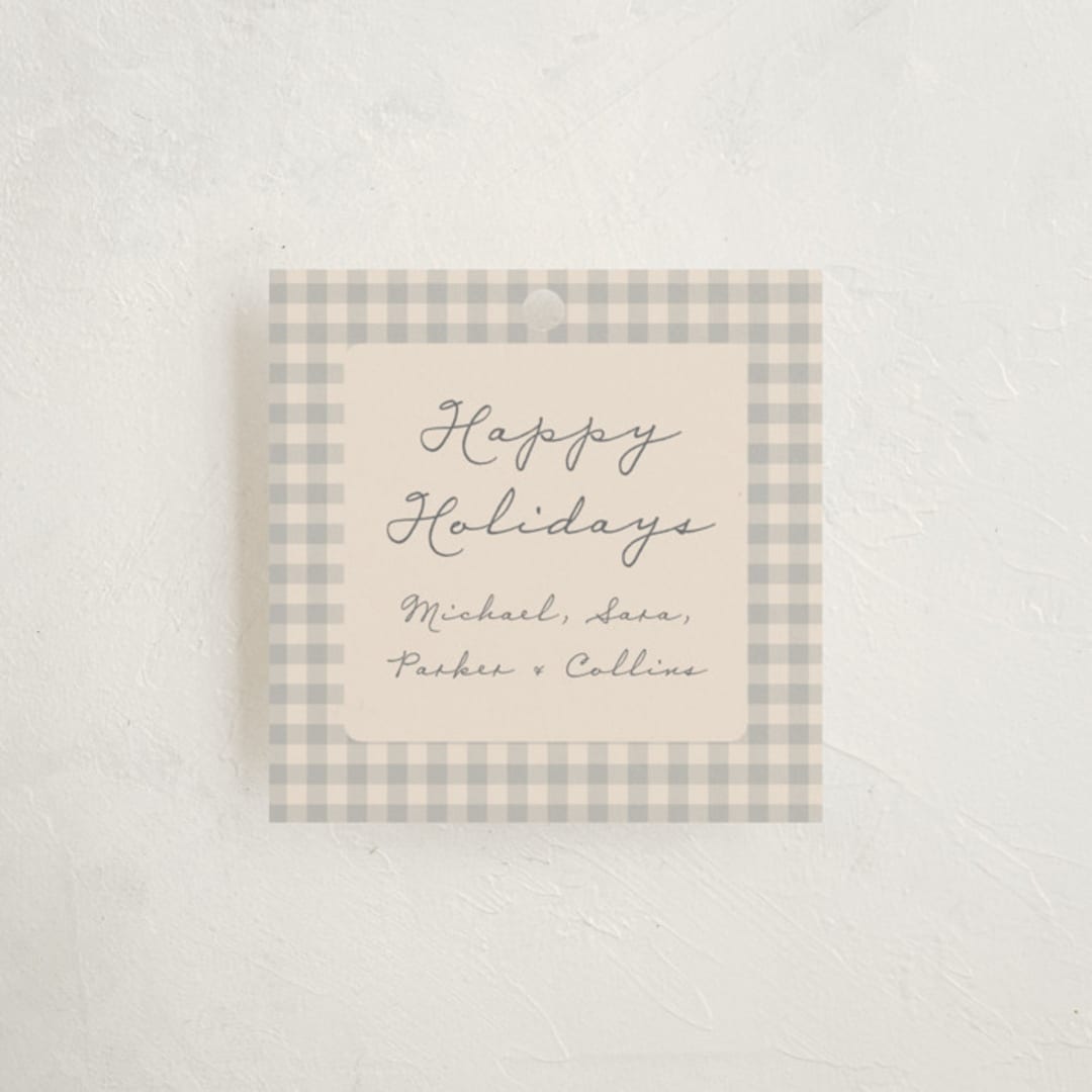 "Gingham Vintage" - Gift Tags in Ash by Emily Betts - Front