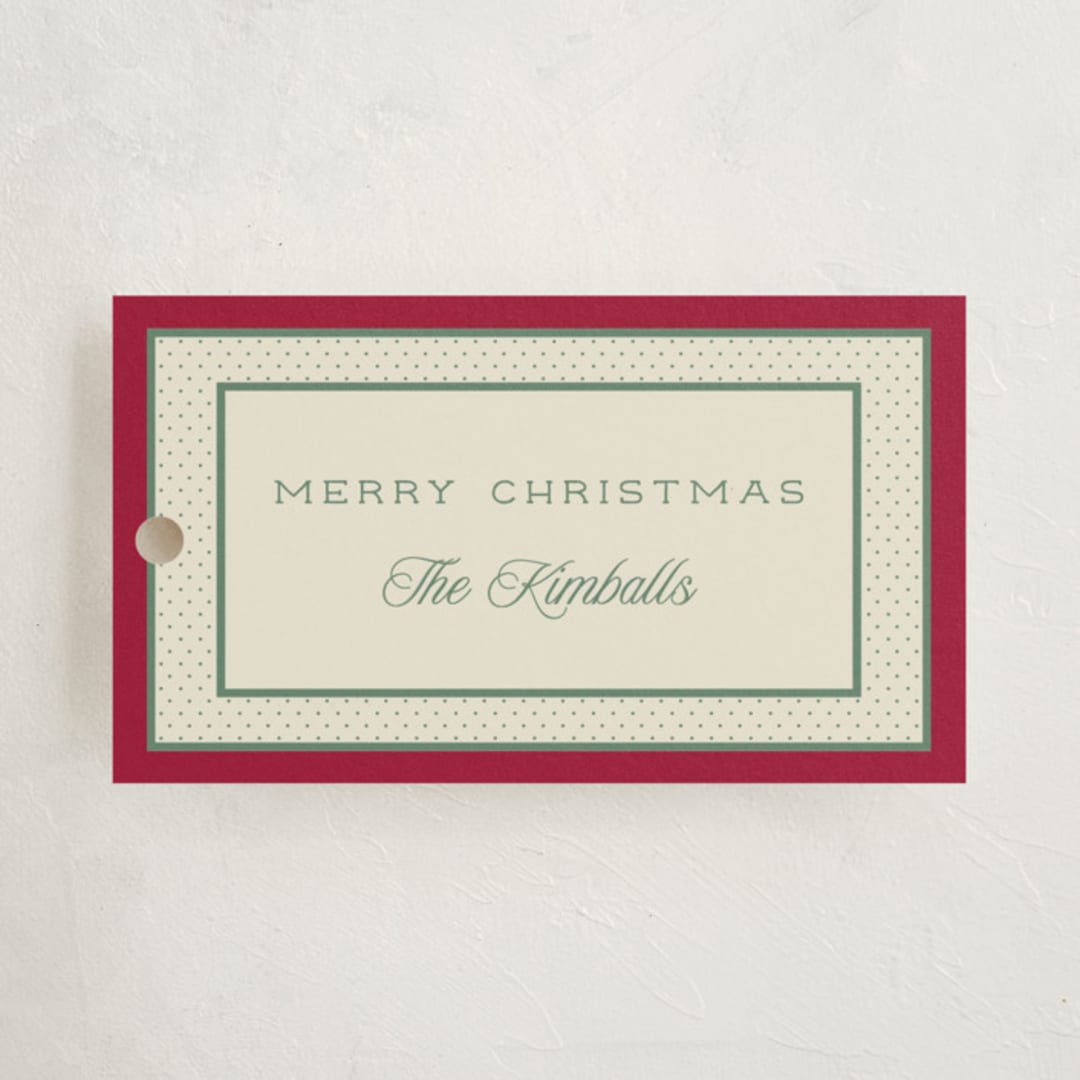 "Polka Dot Frame" - Gift Tags in Stocking by Robert and Stella - Front