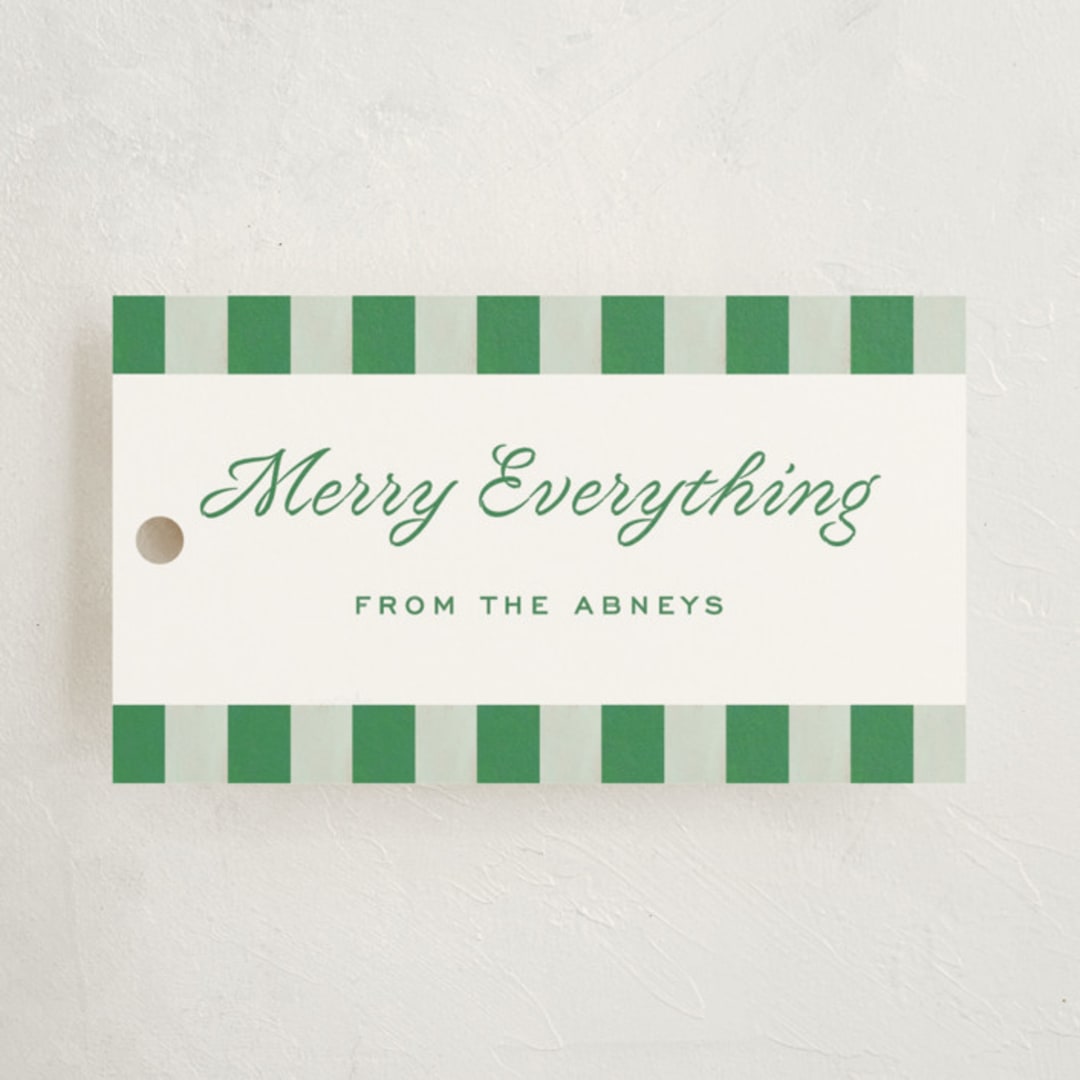 "cabana check" - Gift Tags in Sage by Sara Hicks Malone - Front