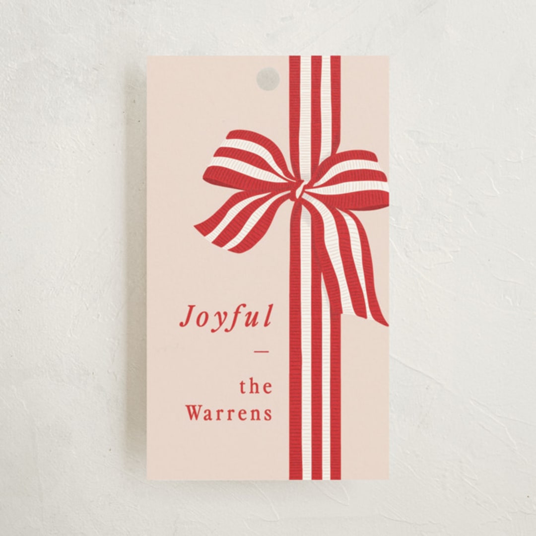 "ribbon wrapped" - Gift Tags in Poinsettia by Angela Marzuki - Front