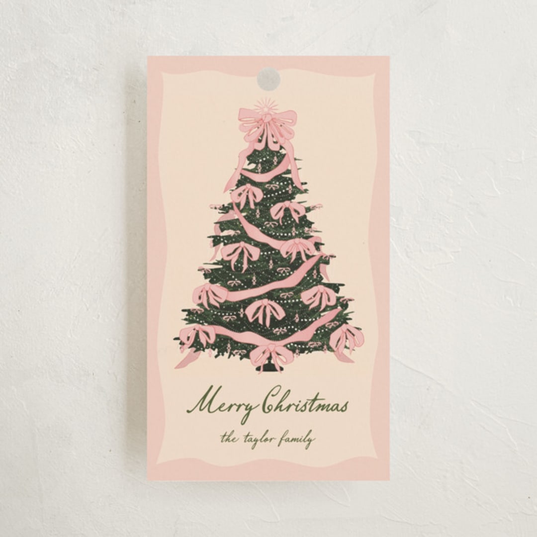 "Rococo Tree" - Gift Tags in Rose by Jennifer Lew - Front